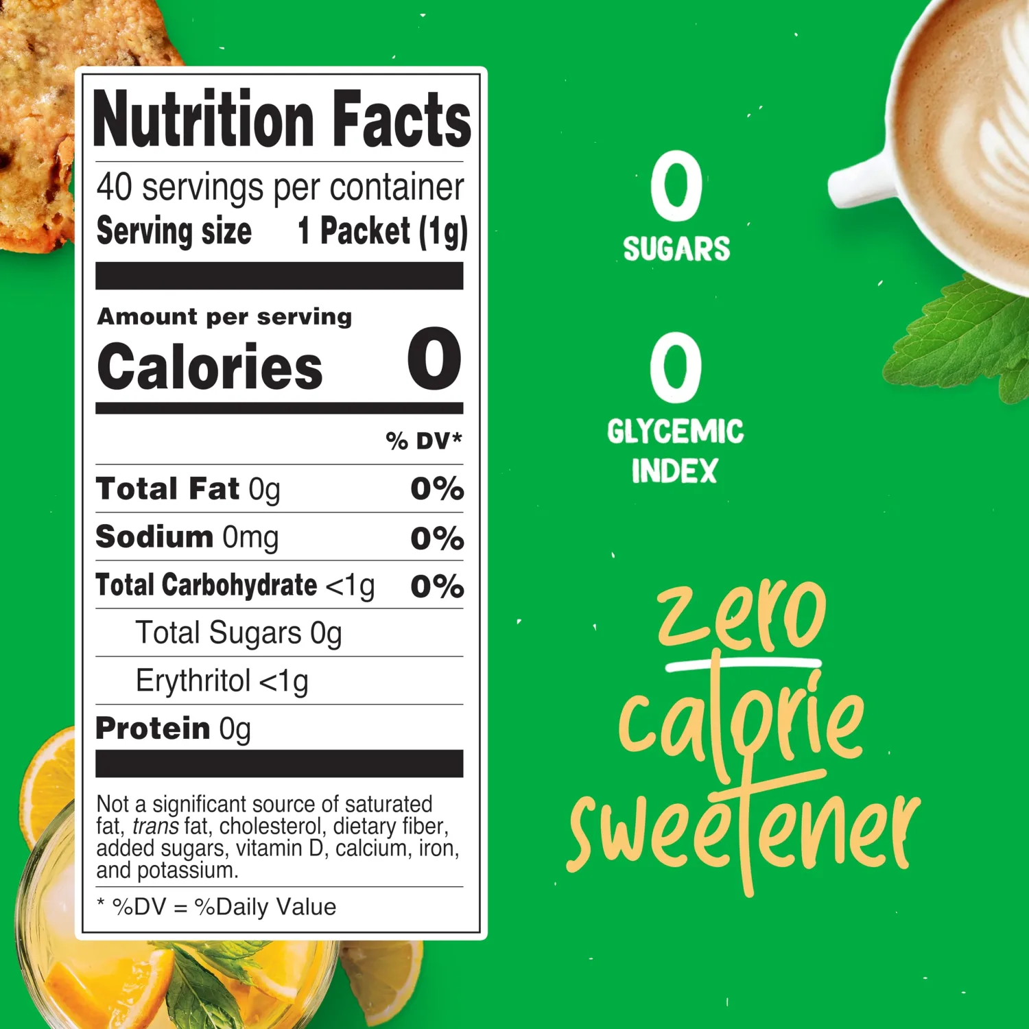Pyure Organic Stevia Packets | Granulated Sugar Packets - White Sugar Substitute | Zero Carb, Zero Sugar, Zero Calorie Sweetener Packets | Plant-Based Stevia Packets for Keto Coffee | 40 Count