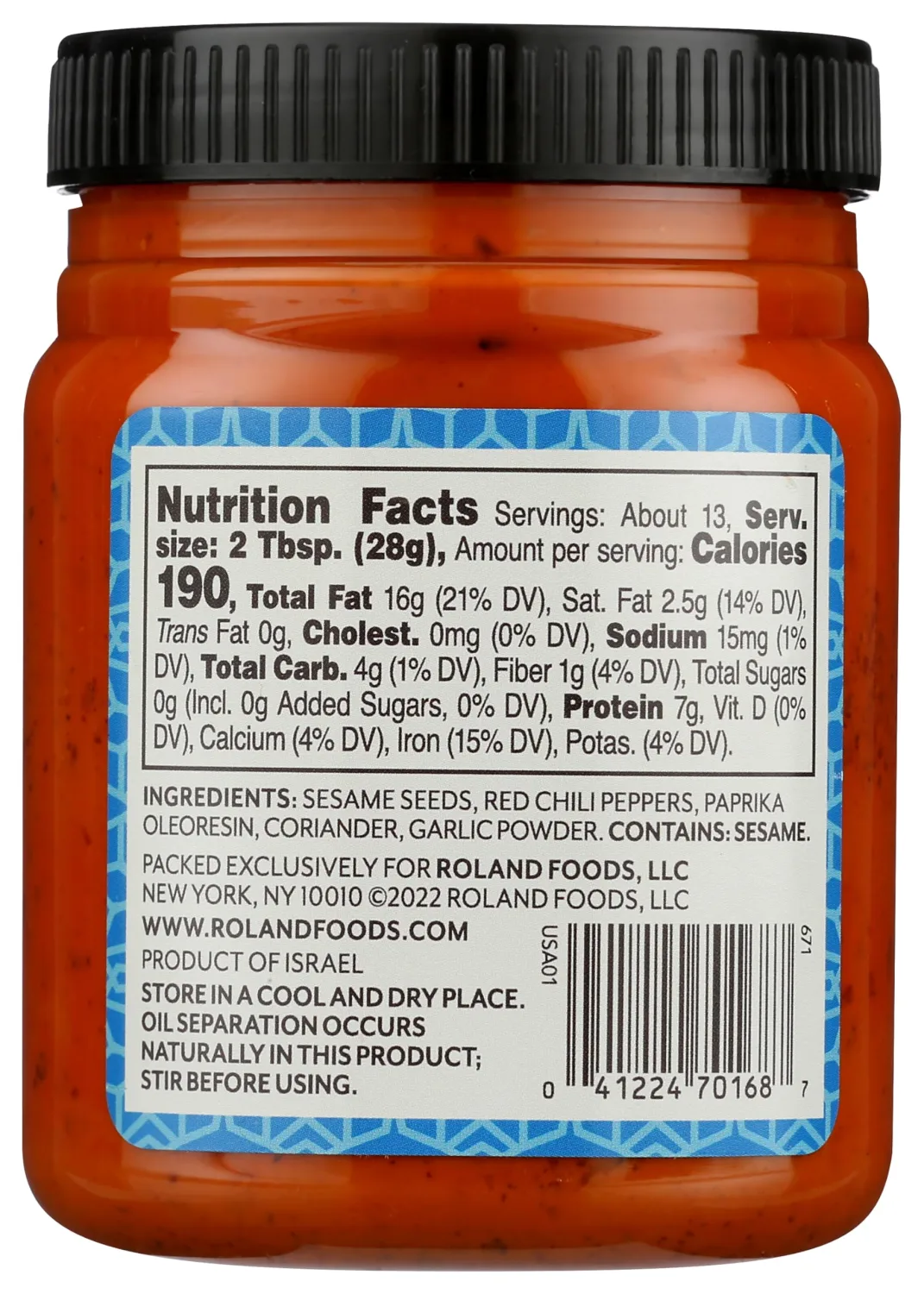 Roland Foods Spicy Harissa Tahini, 12.35 Ounce