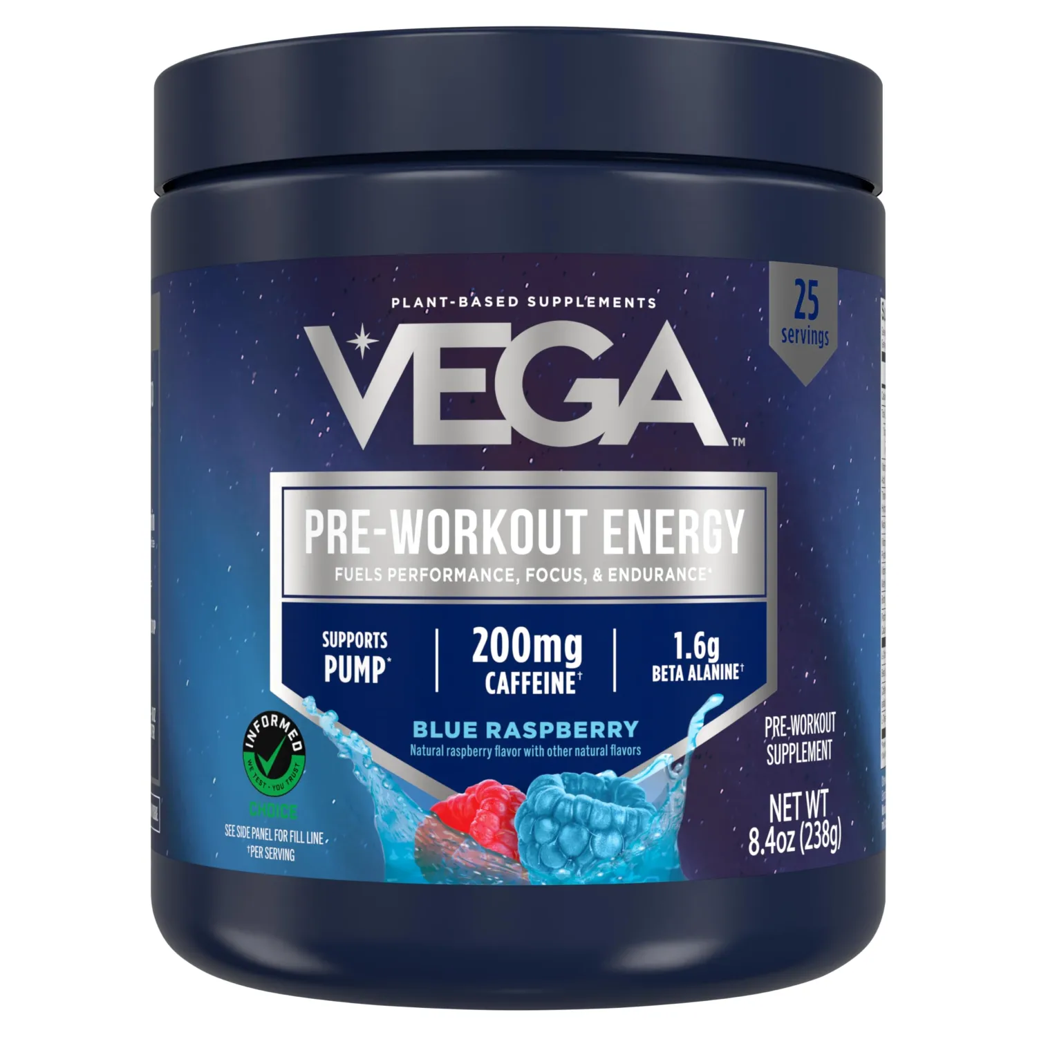 Vega Pre-Workout US Blue Raspberry (8.4oz)