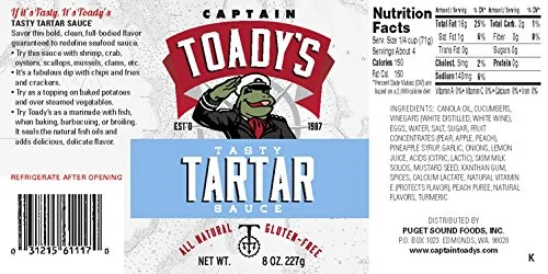 CAPTAIN TOADYS Tartar Sauce, 8 OZ