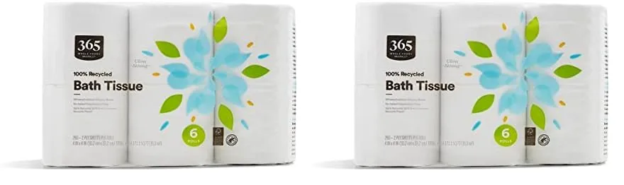 365 by Whole Foods Market, Bath Tissue Double Roll 260 Sheet 6 Count, 260 Count (Pack of 2)