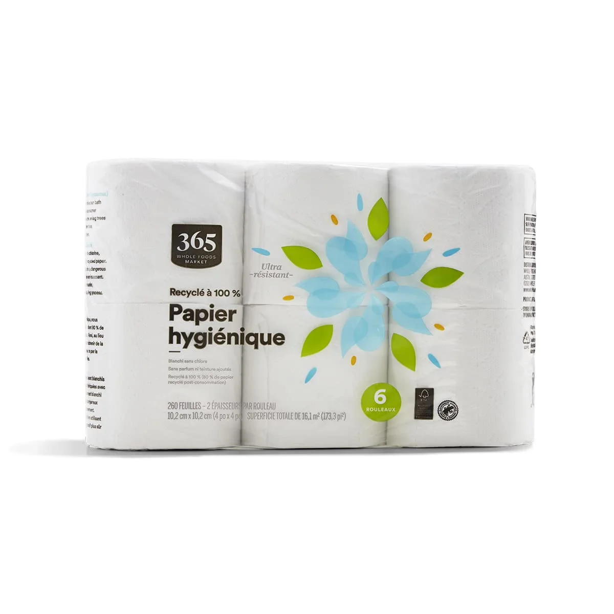 365 by Whole Foods Market, Bath Tissue Double Roll 260 Sheet 6 Count, 260 Count (Pack of 2)