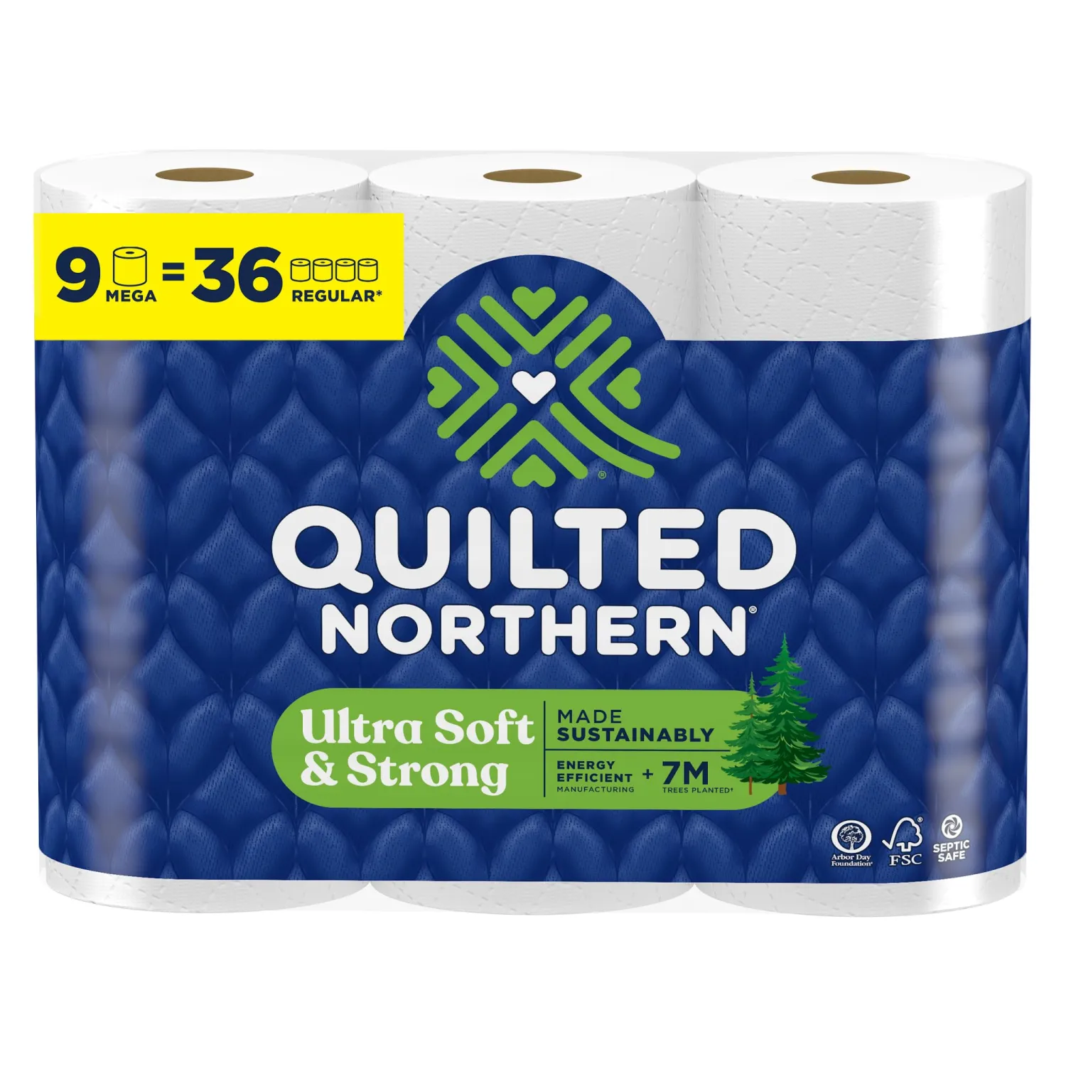 Quilted Northern Ultra Soft & Strong Toilet Paper, 9 Mega Rolls = 36 Regular Rolls, 5X Stronger*, Premium Soft Toilet Tissue