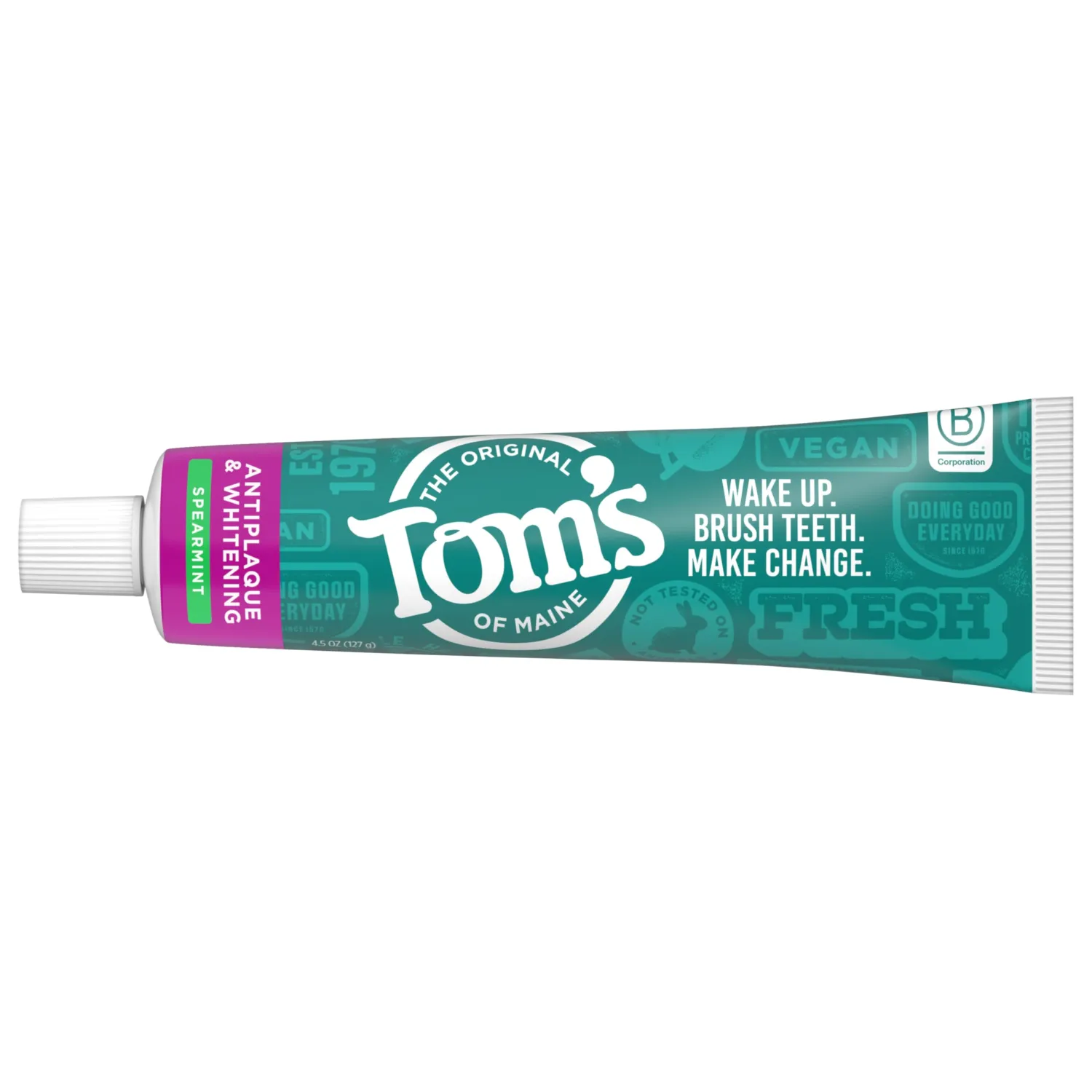 Tom’s of Maine Antiplaque and Whitening Fluoride Free Toothpaste, Spearmint, 4.5 Oz