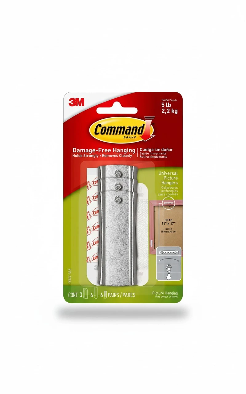 Command Large Universal Frame Hanger, 3 Picture Hangers with 6 Command Strips and 6 Frame Stabilizer Strips, Decorate Damage-Free