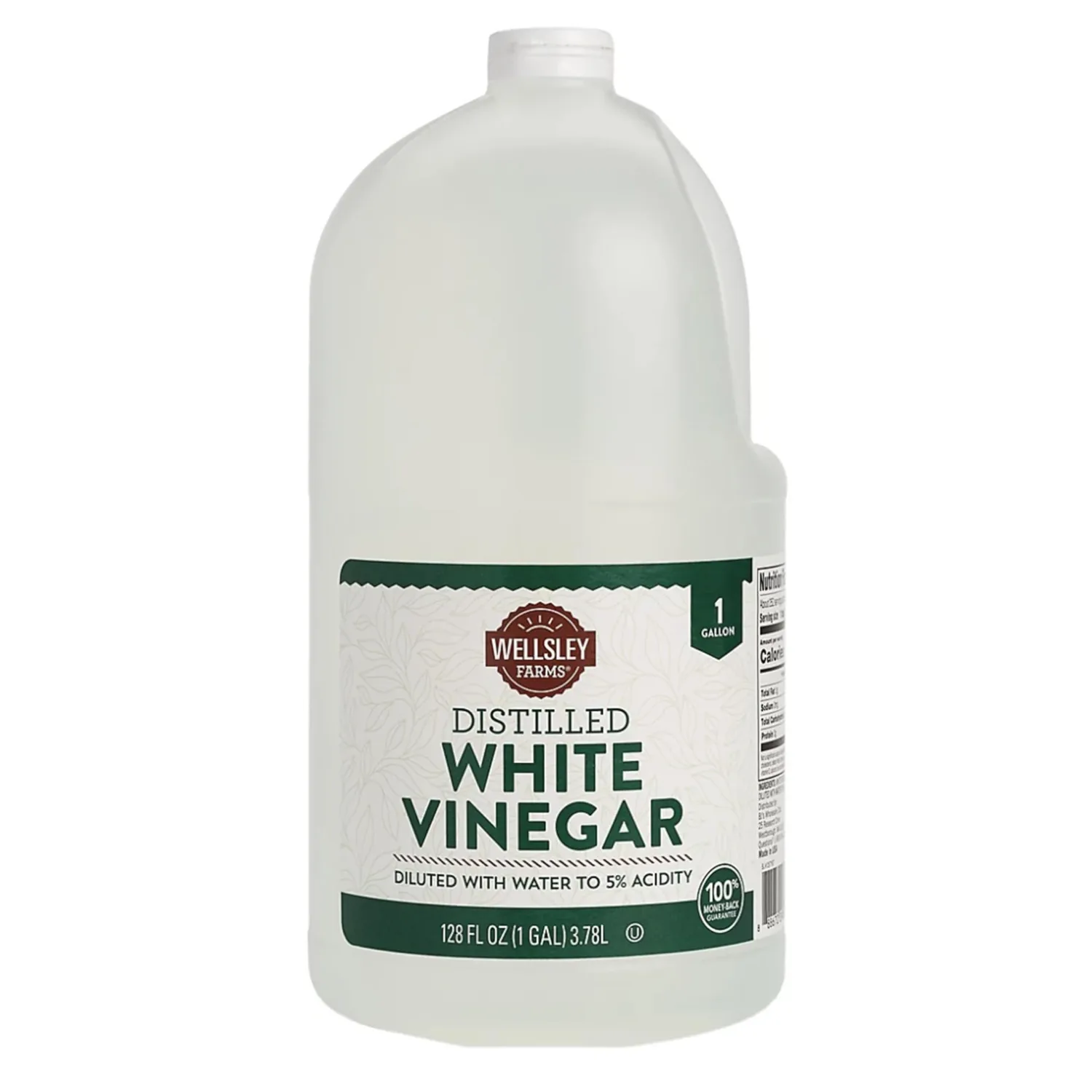 Wellsely Farms Distilled White Vinegar. 1 Gallon (128 fl.oz.) 5% Acidity.