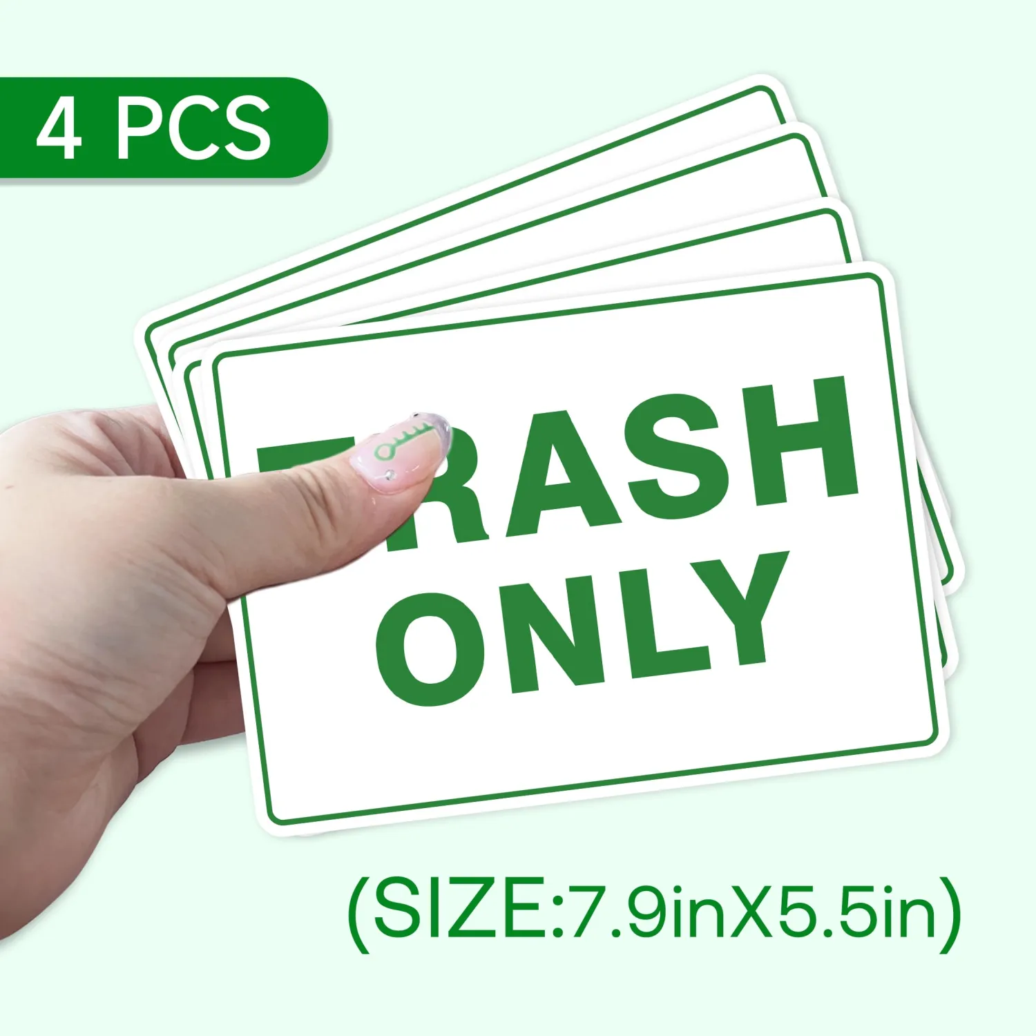 4PCS Trash Only Stickers for Trash Bins,Self-Adhesive Weatherproof Yard Waste Sign Sticker, Trash & Recycle Stickers for Trash Can, Essential for Home, Office，Courtyard, Shopping Malls, Kitchen and Public Area（7.9" x 5.5"）