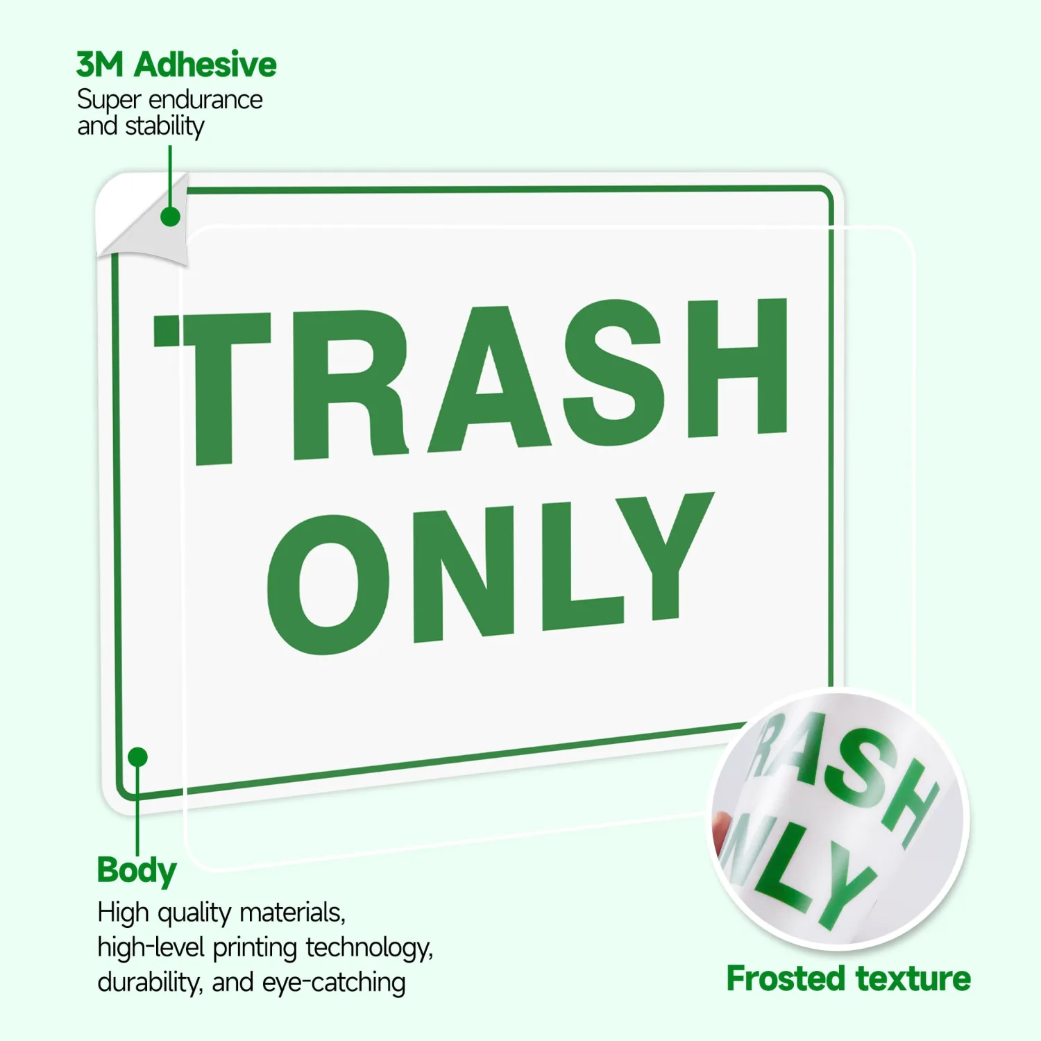 4PCS Trash Only Stickers for Trash Bins,Self-Adhesive Weatherproof Yard Waste Sign Sticker, Trash & Recycle Stickers for Trash Can, Essential for Home, Office，Courtyard, Shopping Malls, Kitchen and Public Area（7.9" x 5.5"）