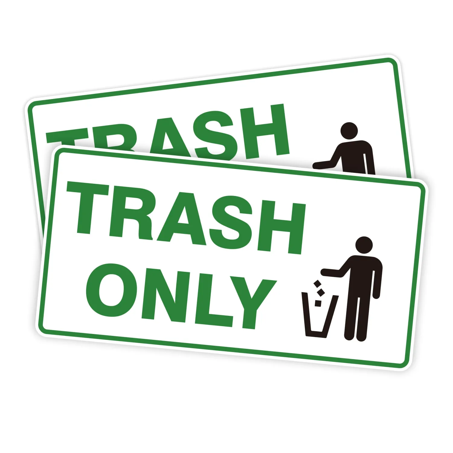 2PCS Trash Only Stickers for Trash Bins,Self-Adhesive Weatherproof Yard Waste Sign Sticker, Trash & Recycle Stickers for Trash Can, Essential for Home, Office,Courtyard, Shopping Malls, Kitchen and Public Area(10" x 5")