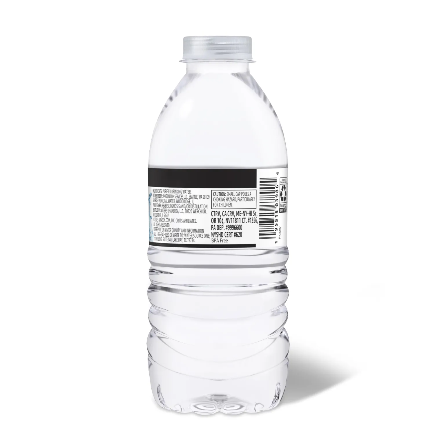 Amazon Brand - Happy Belly Purified Water, Plastic Bottles, 10 fl oz (Pack of 24)