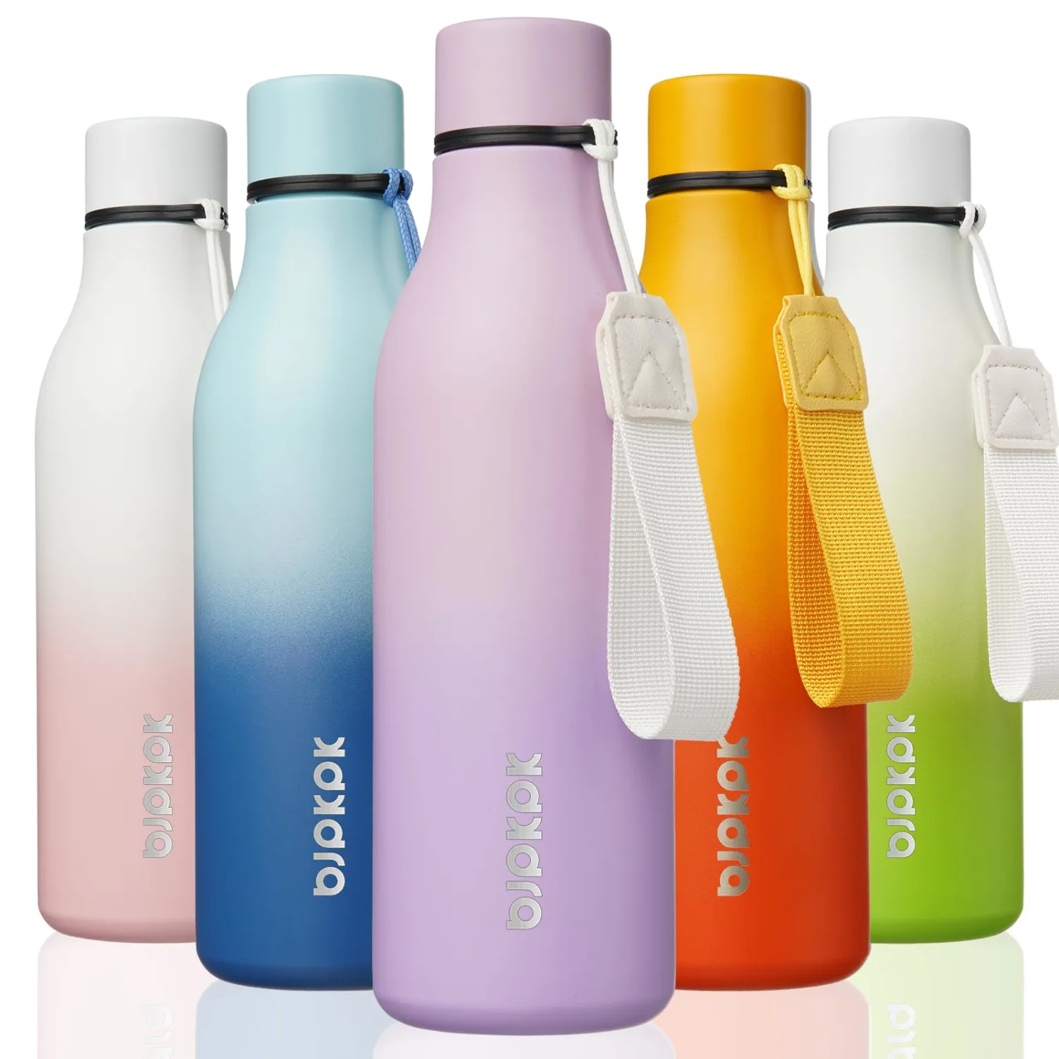BJPKPK Insulated Water Bottles, 18 oz Stainless Steel Metal Water Bottle with Strap, BPA Free Leak Proof Thermos, Mugs, Flasks, Reusable Water Bottle for Sports & Travel, Dreamy Purple