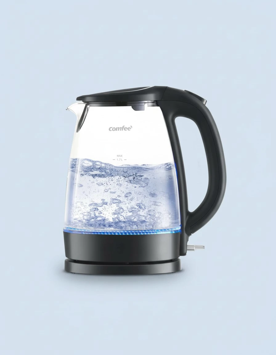 COMFEE' Electric Kettle, 1.7L Hot Water Boiler, 1500W Fast Boil, Glass Electric Tea Kettle with LED Indicator, Auto Shut-Off and Boil-Dry Protection, BPA Free