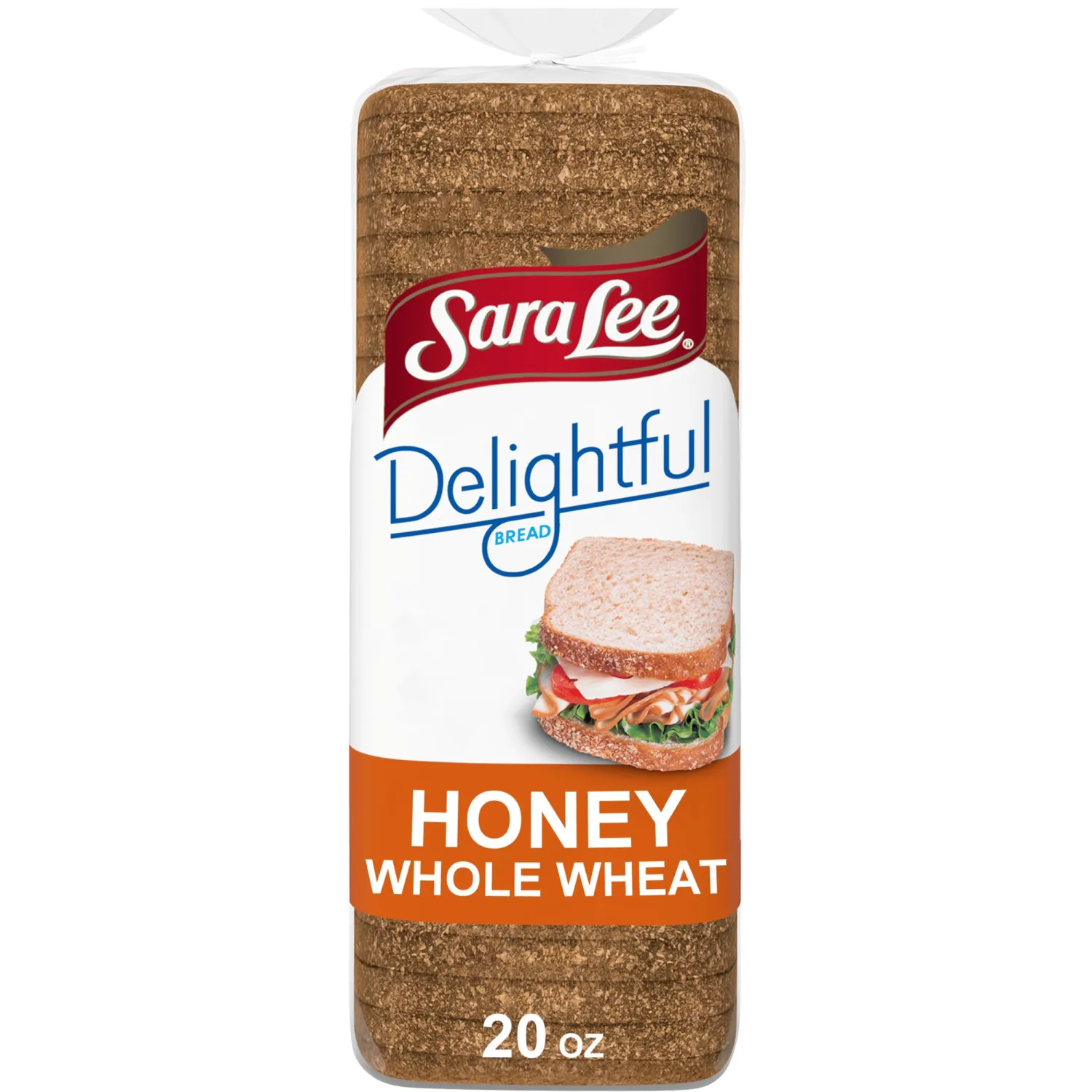 Sara Lee Delightful Honey Whole Wheat Sandwich Bread, 20 Oz Loaf of Wheat Bread Made With Whole Grain