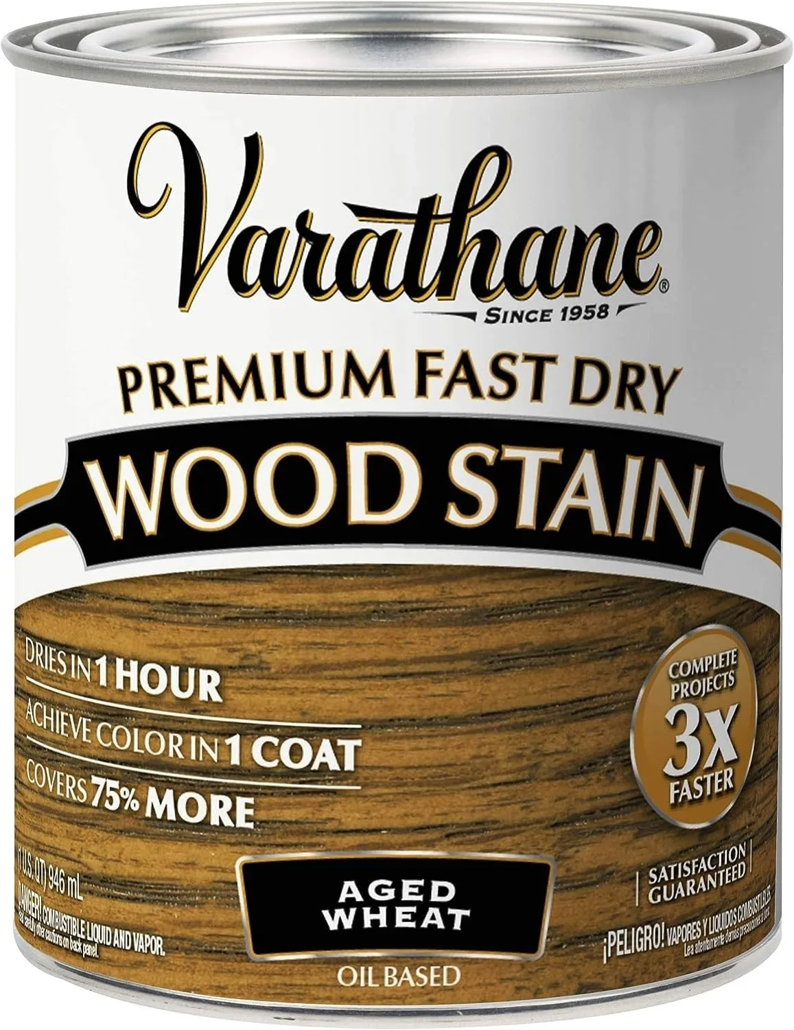 Varathane 333660 Premium Fast Dry Wood Stain, Quart, Aged Wheat
