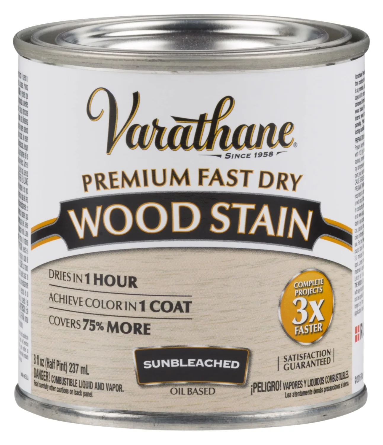 Varathane 262030 Premium Fast Dry Wood Stain, Half Pint, Sunbleached