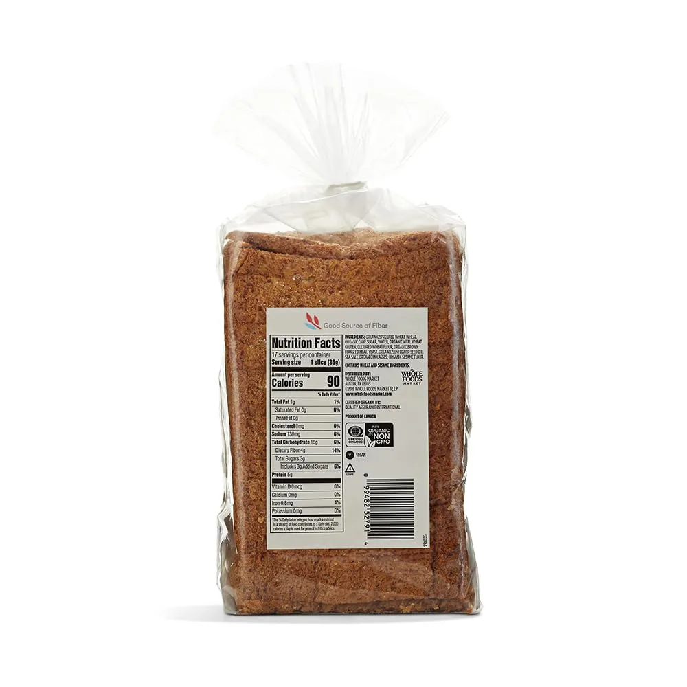 365 By Whole Foods Market, Frozen, Bread Sandwich Sprouted Whole Wheat Organic, 22 Ounce