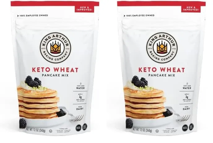 King Arthur, Keto Wheat Pancake Mix, Sourced Non-GMO, Certified Kosher, Keto Friendly, 12 Oz, Packaging May Vary (Pack of 2)