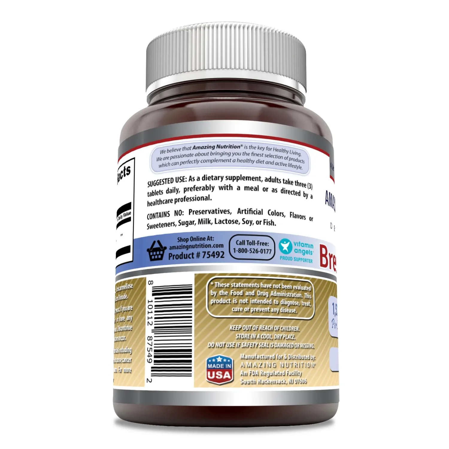 Amazing Formulas Brewers Yeast Supplement | 1500 Mg Per Serving | 120 Tablets | Non-GMO | Gluten Free | Made in USA