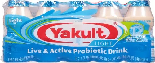 Yakult Probiotic Drink Light, 2.7 fl oz Bottle, Pack of 5