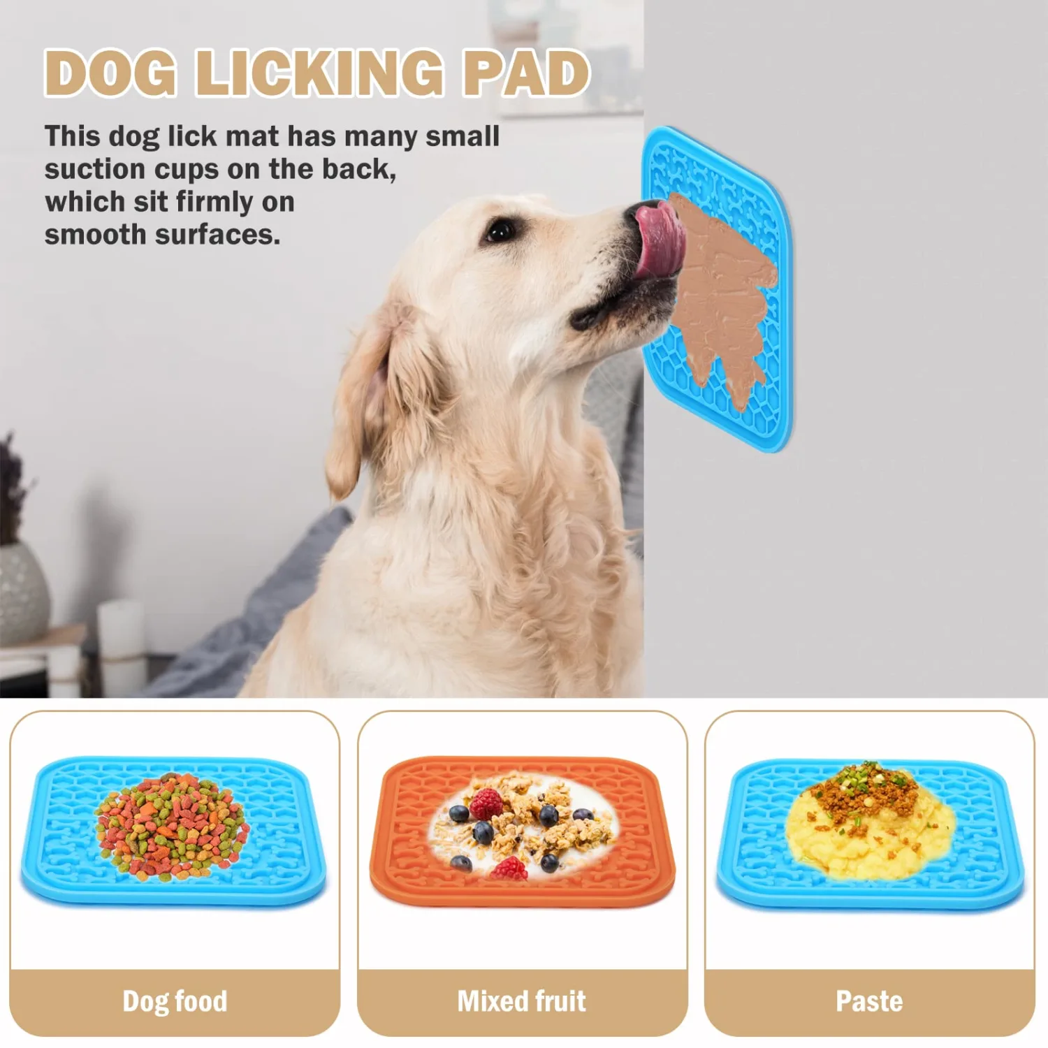 1 Pack Lick Mat for Dogs and Cats, Dog Slow Feeder Dowl Mat for Bathing Grooming Nailing Trimming, Food-Grade, Non-Toxic
