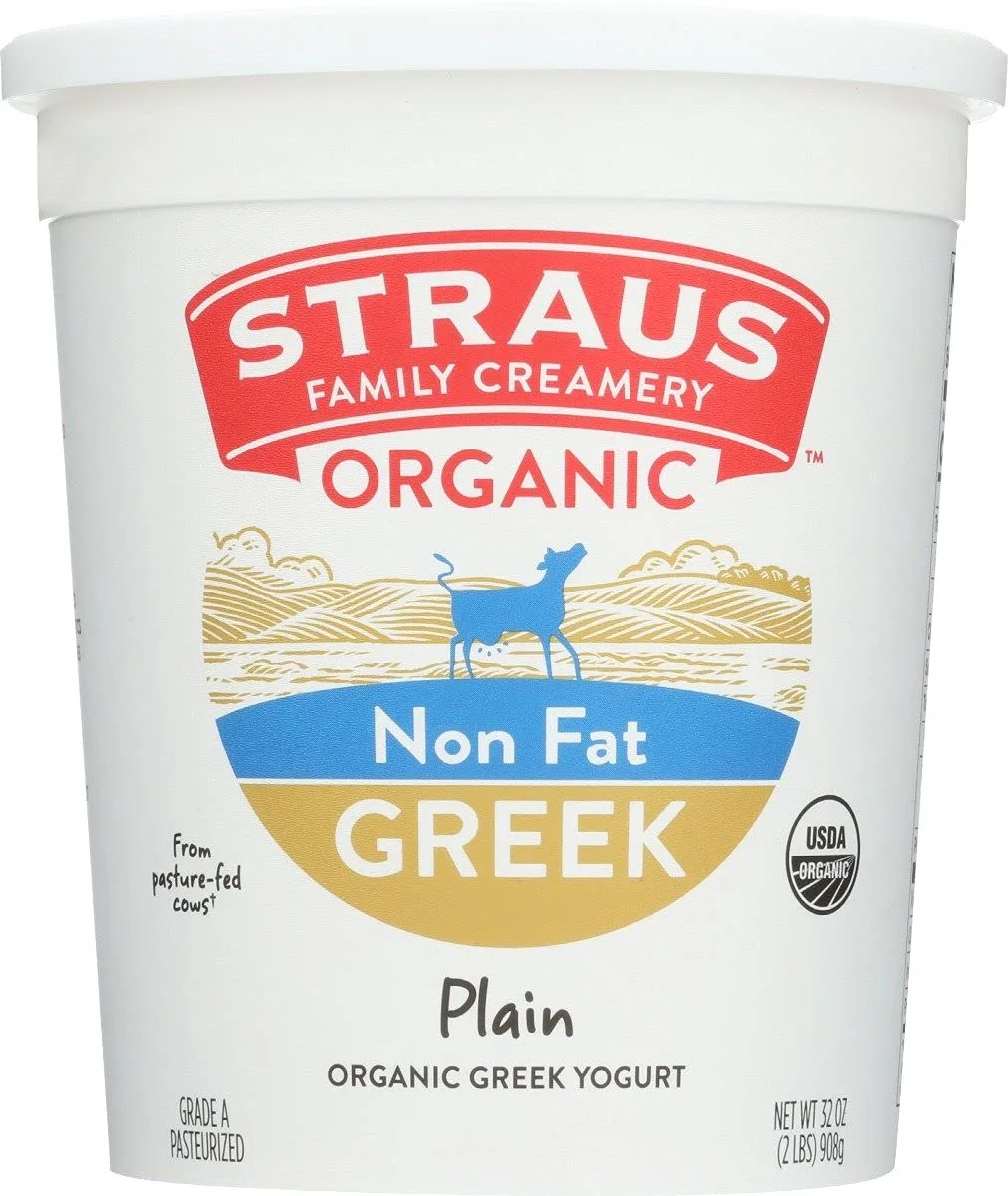 Straus Family Creamery Plain Non-fat Yogurt, 32 Oz