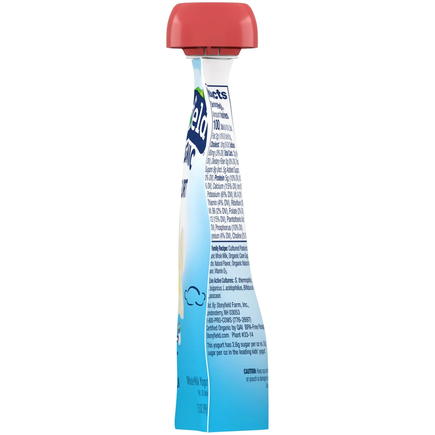 Stonyfield Organic Kids Vanilla Whole Milk Yogurt Pouch, 3.5 oz., Single Serving Snack