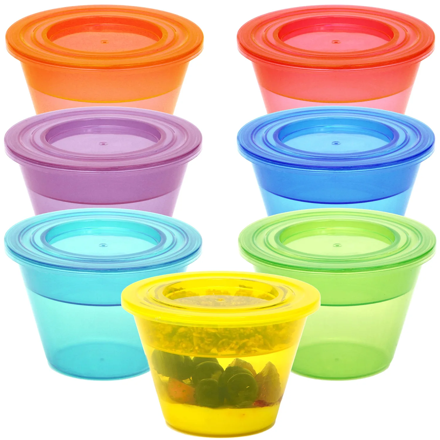 Youngever 7 Sets Reusable Parfait Cups With Lids and Inserts, Plastic Dessert and Yogurt Cups, Spill and Leak Proof (Small 4 Ounce)