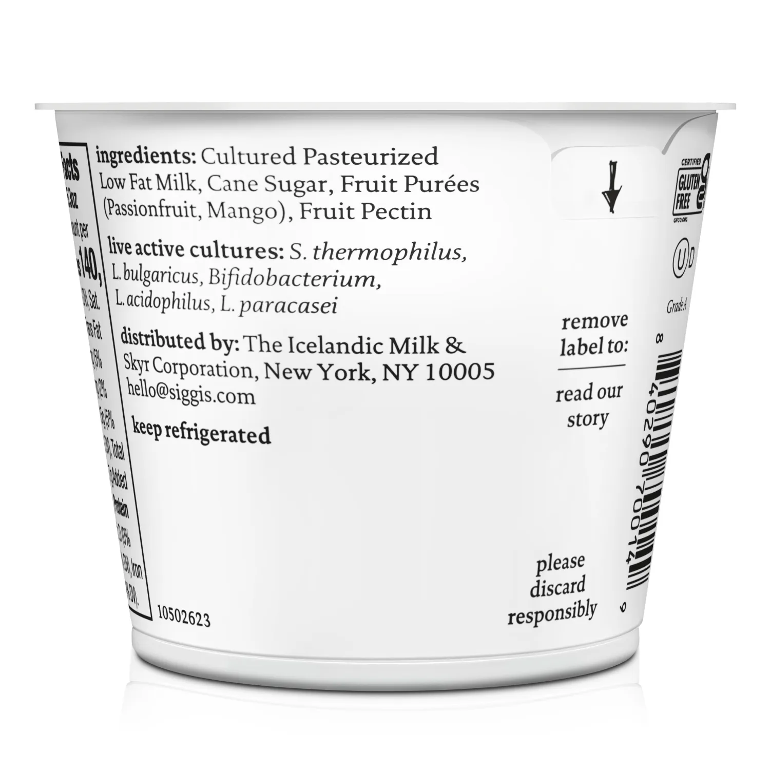 siggi's® Icelandic Strained Lowfat Yogurt, Mango Passionfruit, 5.3 oz., Single Serve Cup