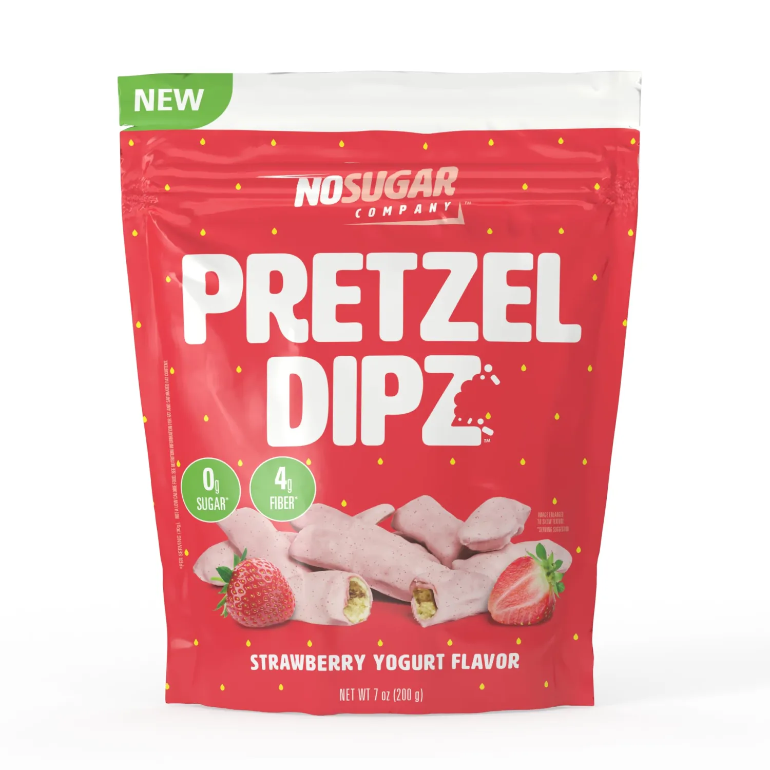 No Sugar Pretzel Sticks, Strawberry Yogurt Covered Diet Pretzel Crisps, Sweet, Salty, Crunchy Perfection, Snack and Share, 0g Sugar, 4g Fibre -1 Pack (200g)