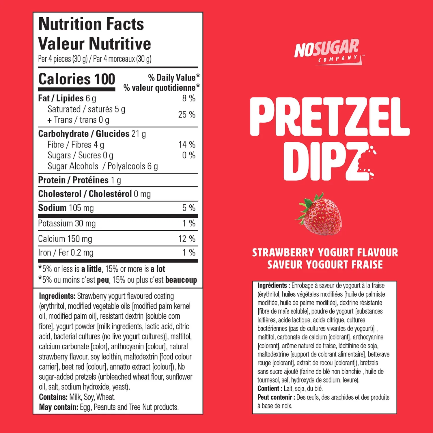 No Sugar Pretzel Sticks, Strawberry Yogurt Covered Diet Pretzel Crisps, Sweet, Salty, Crunchy Perfection, Snack and Share, 0g Sugar, 4g Fibre -1 Pack (200g)