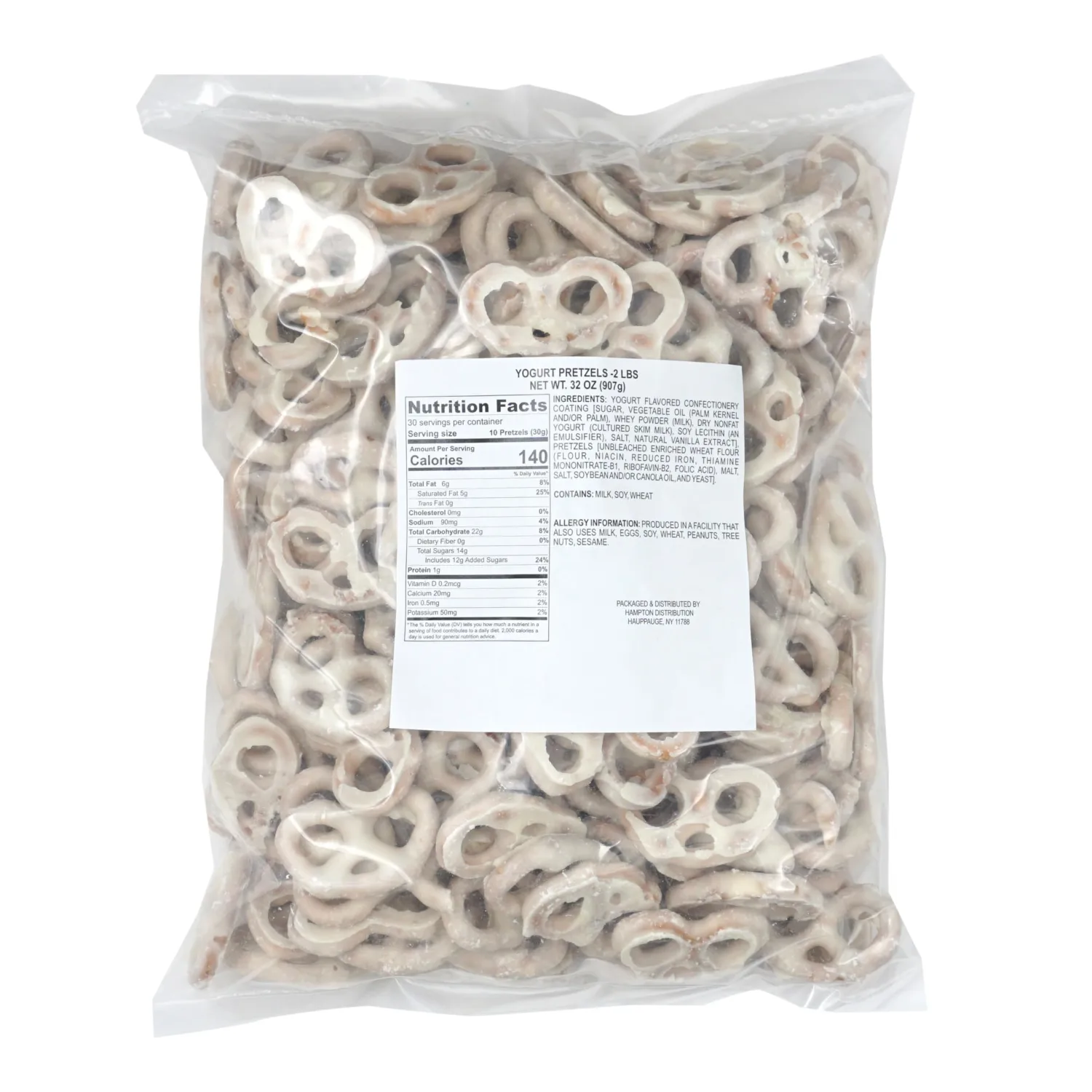 Yogurt Covered Pretzels, 2 Pound Bulk Bag, Yogurt Pretzels, White Candy, The Hampton Popcorn & Candy Company