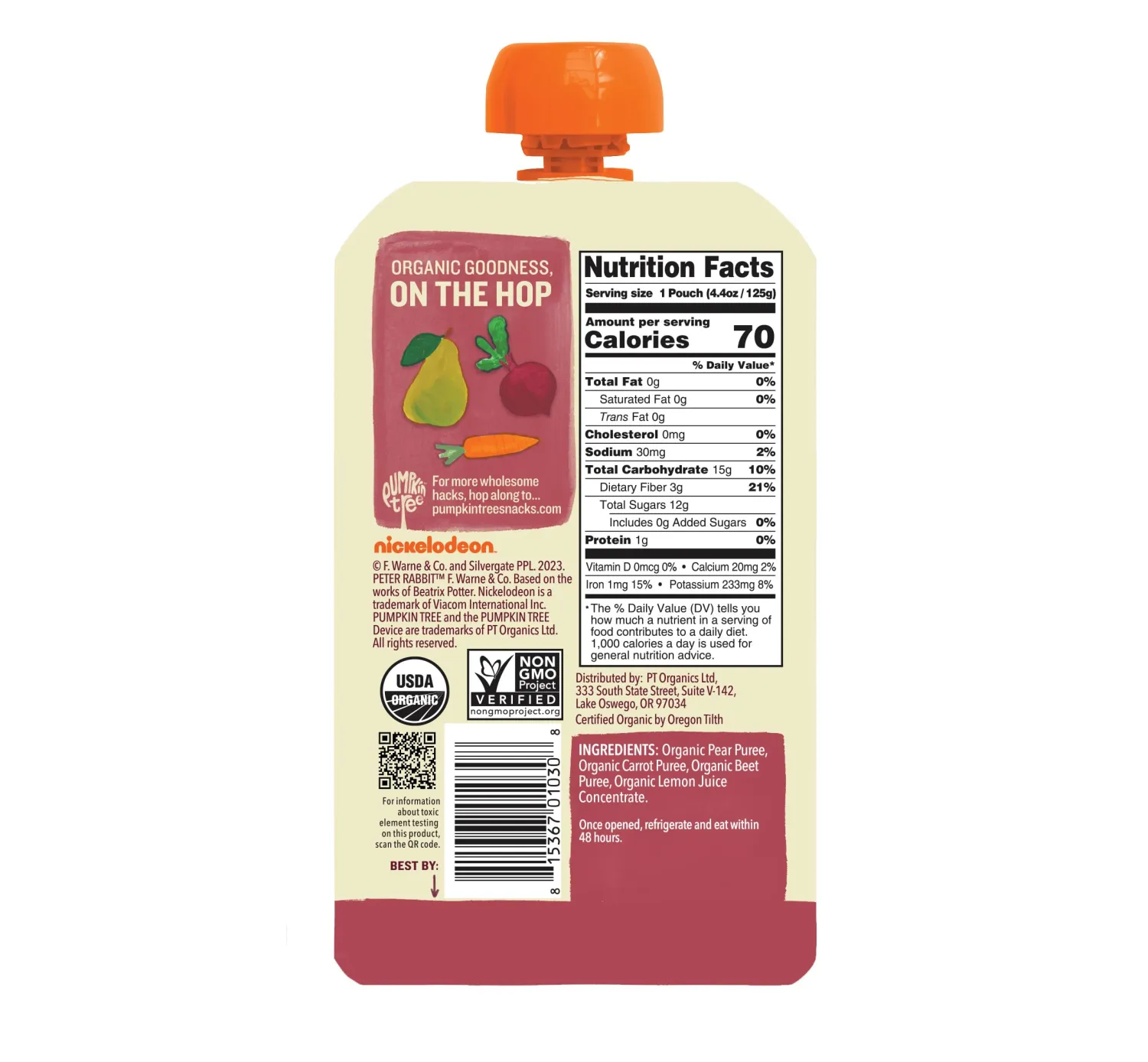 Peter Rabbit Organics Puree Beet Carrot Pear, 4.40 oz