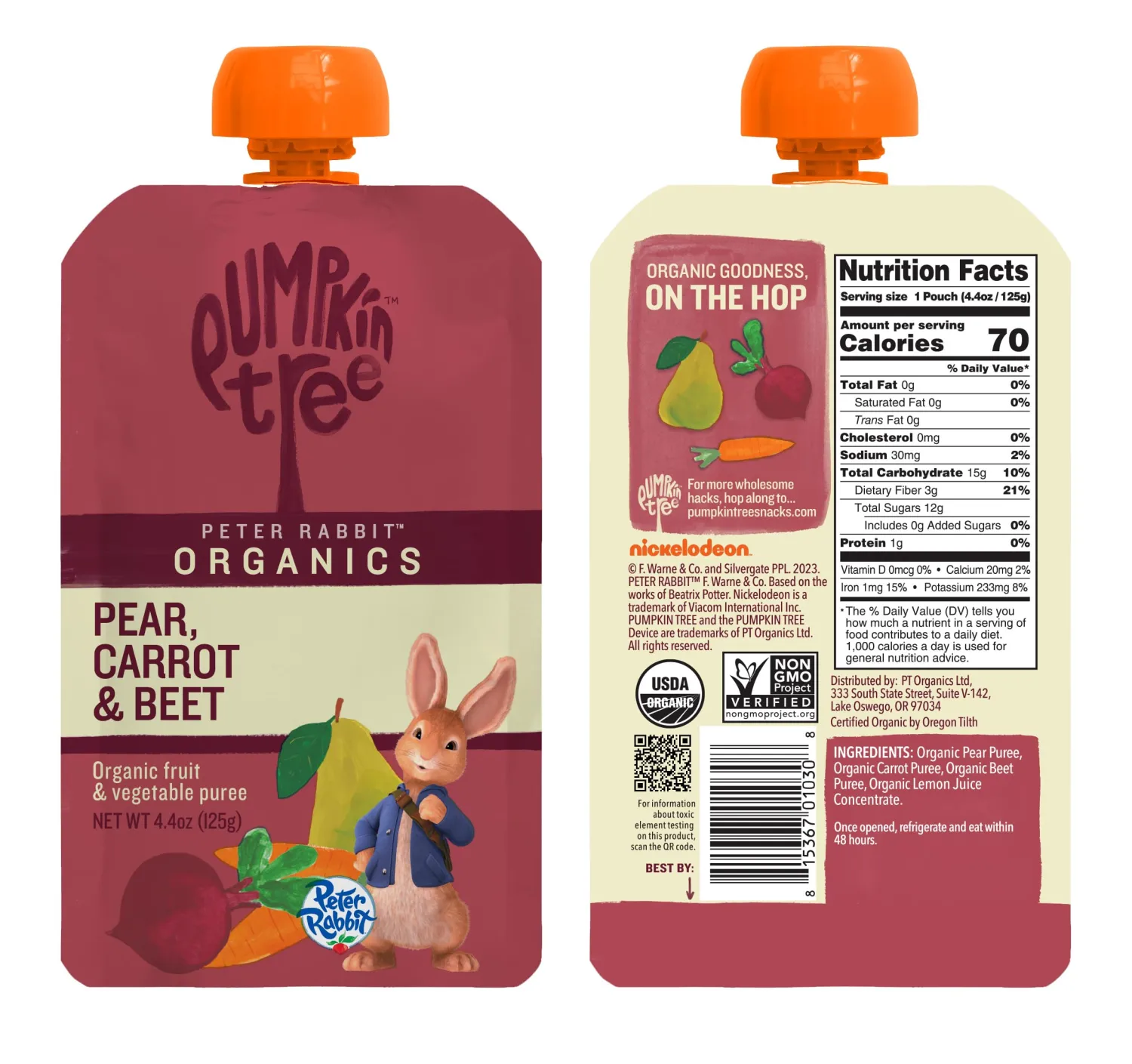 Peter Rabbit Organics Puree Beet Carrot Pear, 4.40 oz