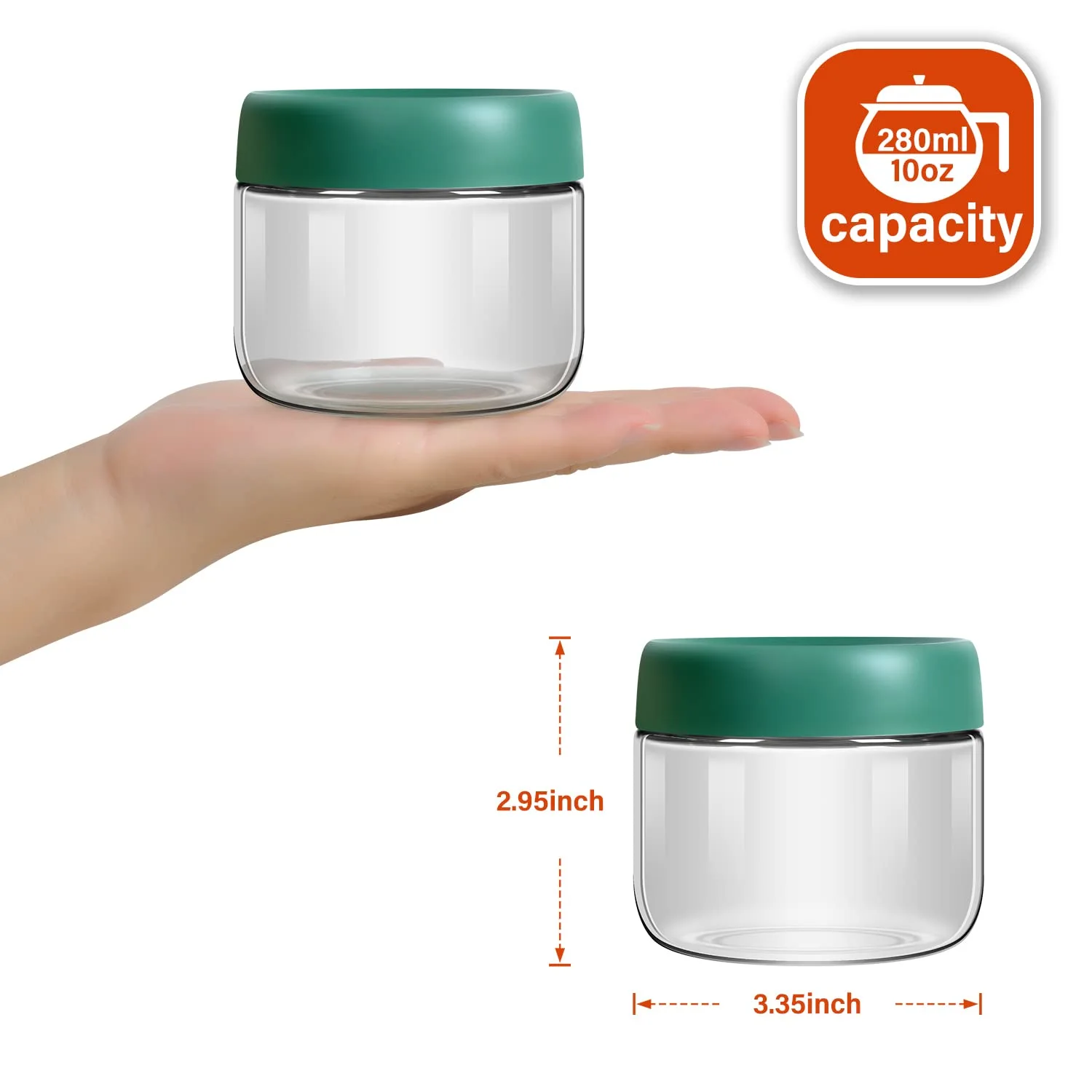 4-Pack 10oz Small Glass Jars with Lids Overnight Oats Meal Prep Salad Food Cereal Snacks Containers Pudding Yogurt Storage Airtight