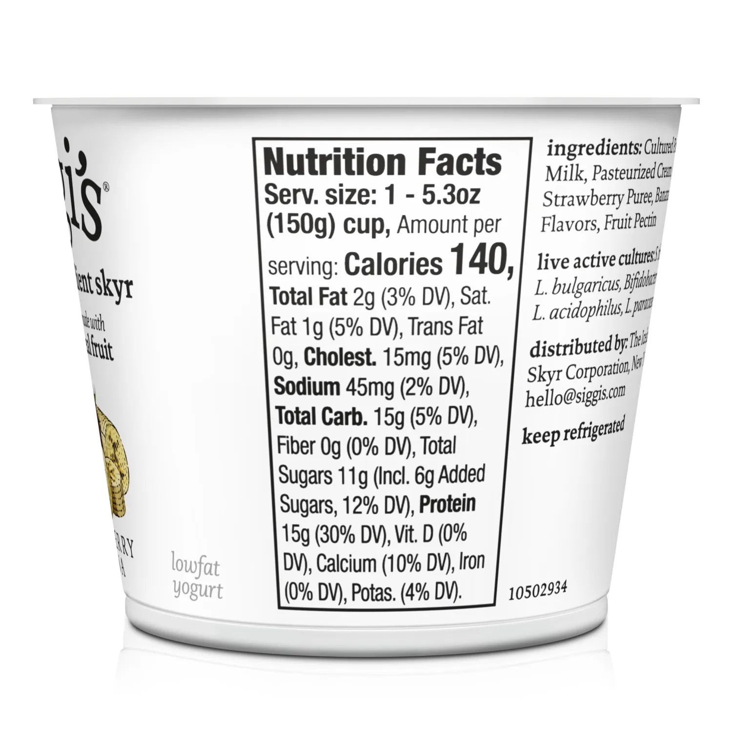siggi’s Icelandic Skyr Lowfat Yogurt, Strawberry Banana, 5.3 oz.