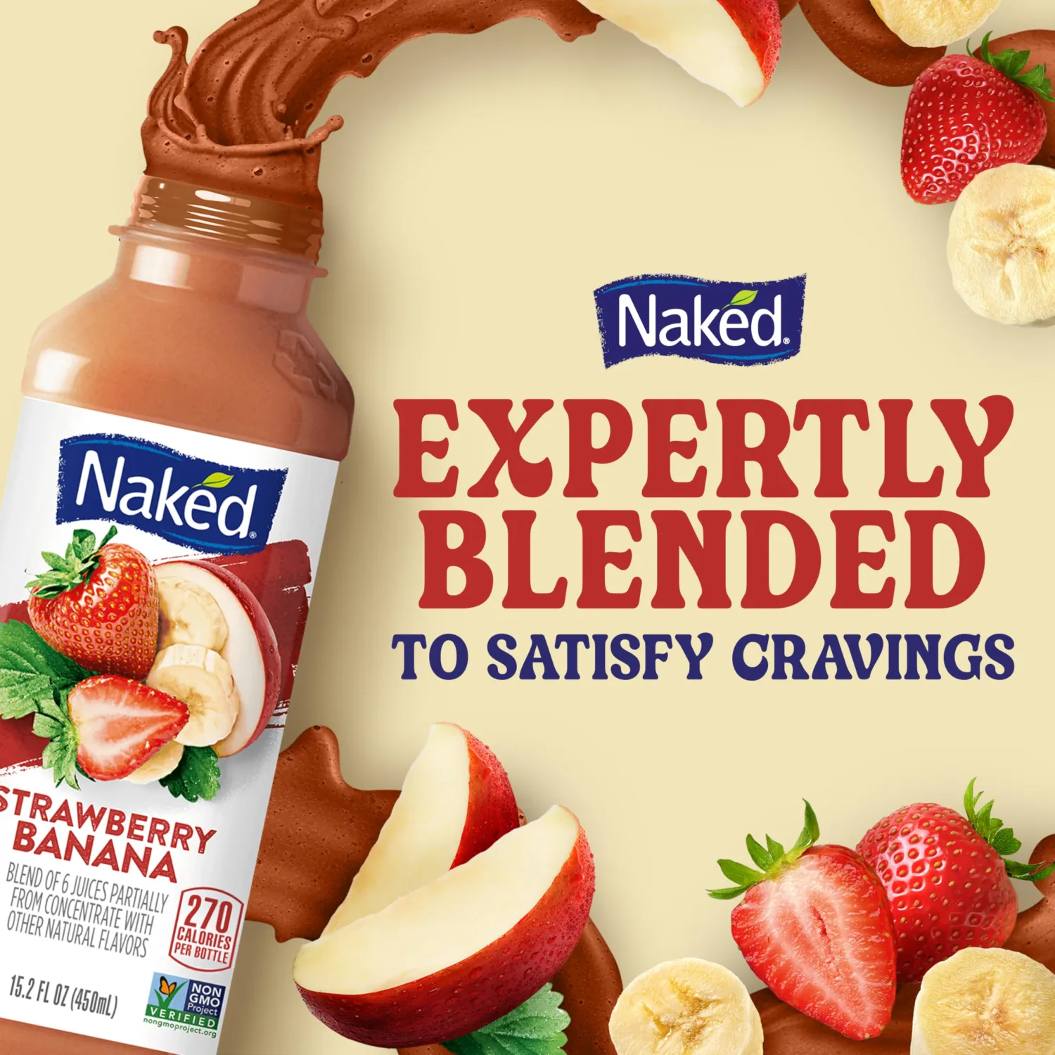 Naked Juice Strawberry Banana Flavored 100% Fruit Smoothie Blend, 15.2 fl oz