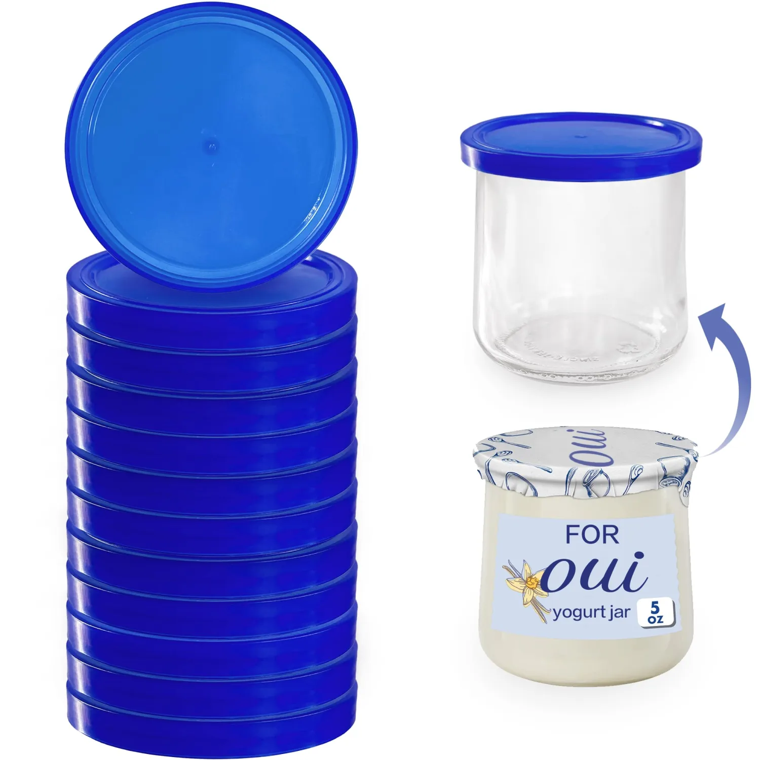 Oui Yogurt Jar Lids - 12 pack Oui Lids for Yoplait Yogurt Container, Sealed against leaks lids for oui yogurt jars Blue…