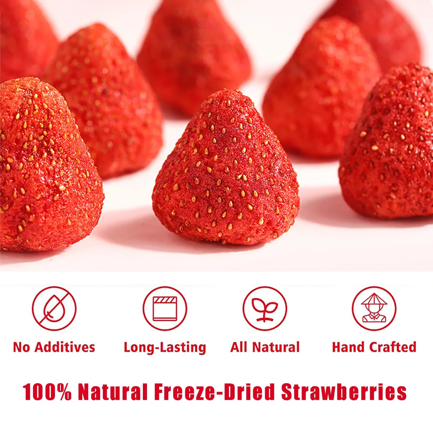 Whole Freeze-Dried Strawberries 8oz/226g | Premium Frozen Dried strawberry | 100% Natural Dehydrated Freeze Dried Fruit Snacks l No Sugar Added,Perfect for Oatmeal, Cereal, Yogurt & Baking Toppings