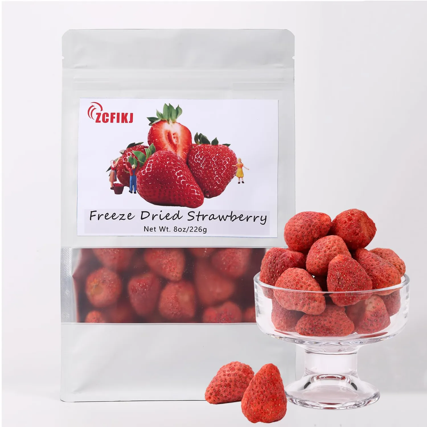 Whole Freeze-Dried Strawberries 8oz/226g | Premium Frozen Dried strawberry | 100% Natural Dehydrated Freeze Dried Fruit Snacks l No Sugar Added,Perfect for Oatmeal, Cereal, Yogurt & Baking Toppings