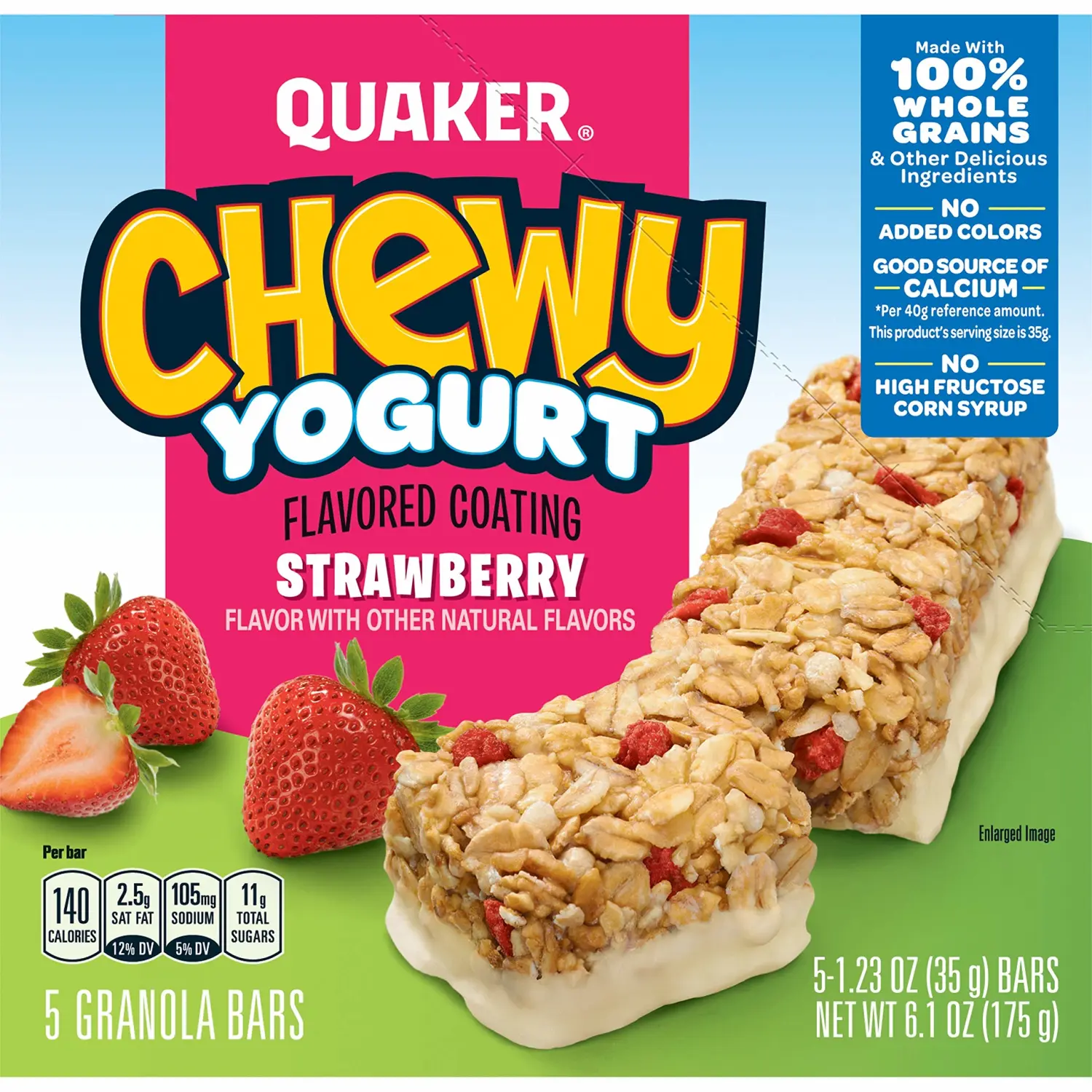 Quaker Chewy Yogurt Granola Bar, Strawberry 5 Count (Pack of 1)