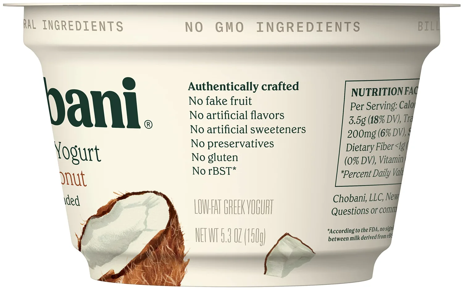 Chobani® Low-Fat Greek Yogurt Coconut Blended 5.3oz