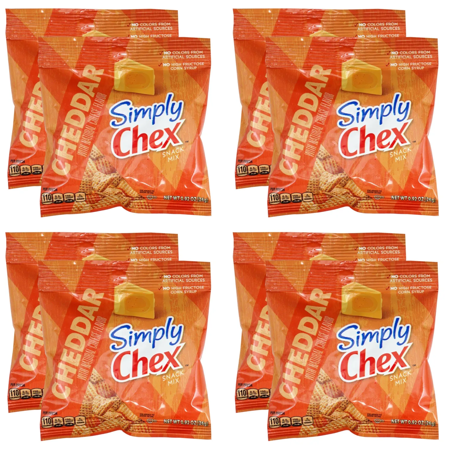 ChexMix Cheddar 0.92oz Bags (8 Pack), Snack Mix, Snack Packs, The Hampton Candy Company