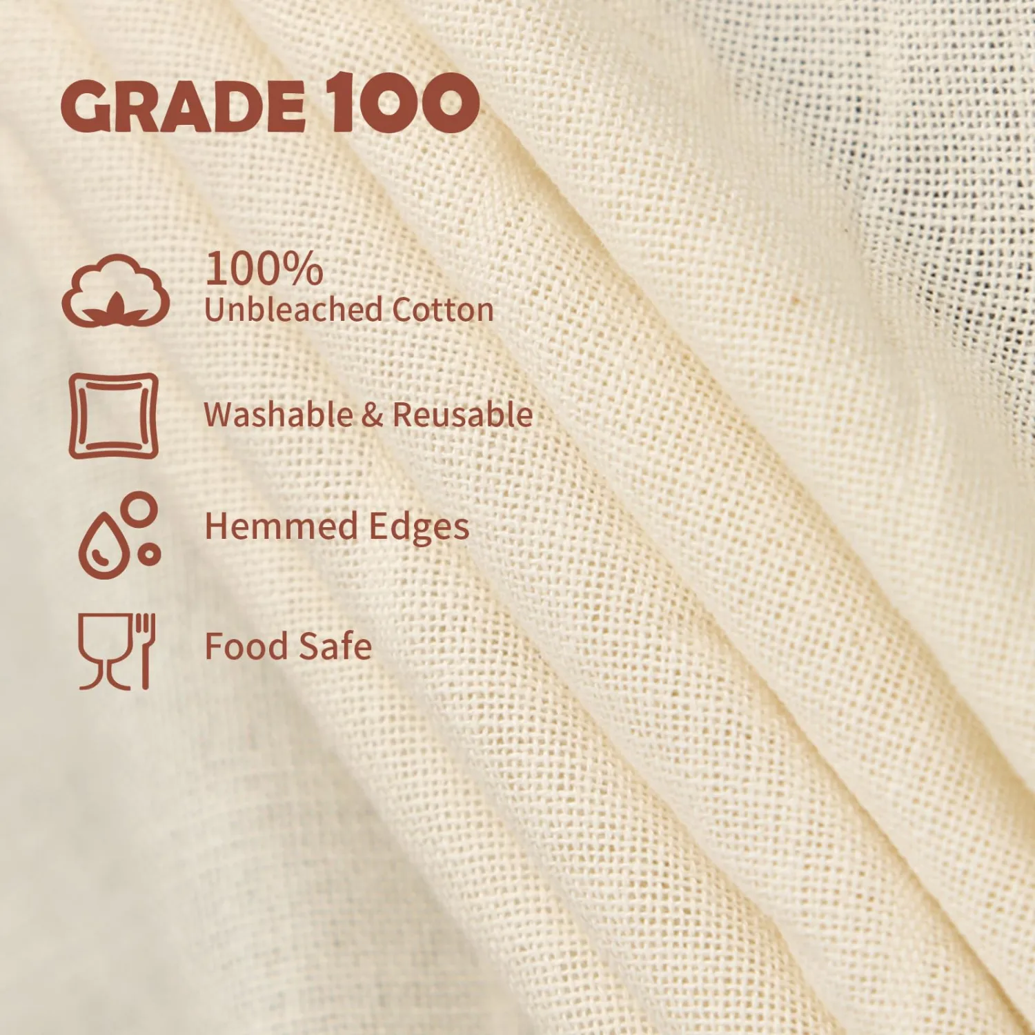 6Pcs Cheesecloth for Straining 20x20 Inch, 100% Unbleached Cotton 100 Grade Ultra-Dense Cheese Cloths Strainer, Hemmed 4 Edges, Reusable Muslin Cloth for Straining Yogurt,Nut Milk,Cheese 56x42 Weave
