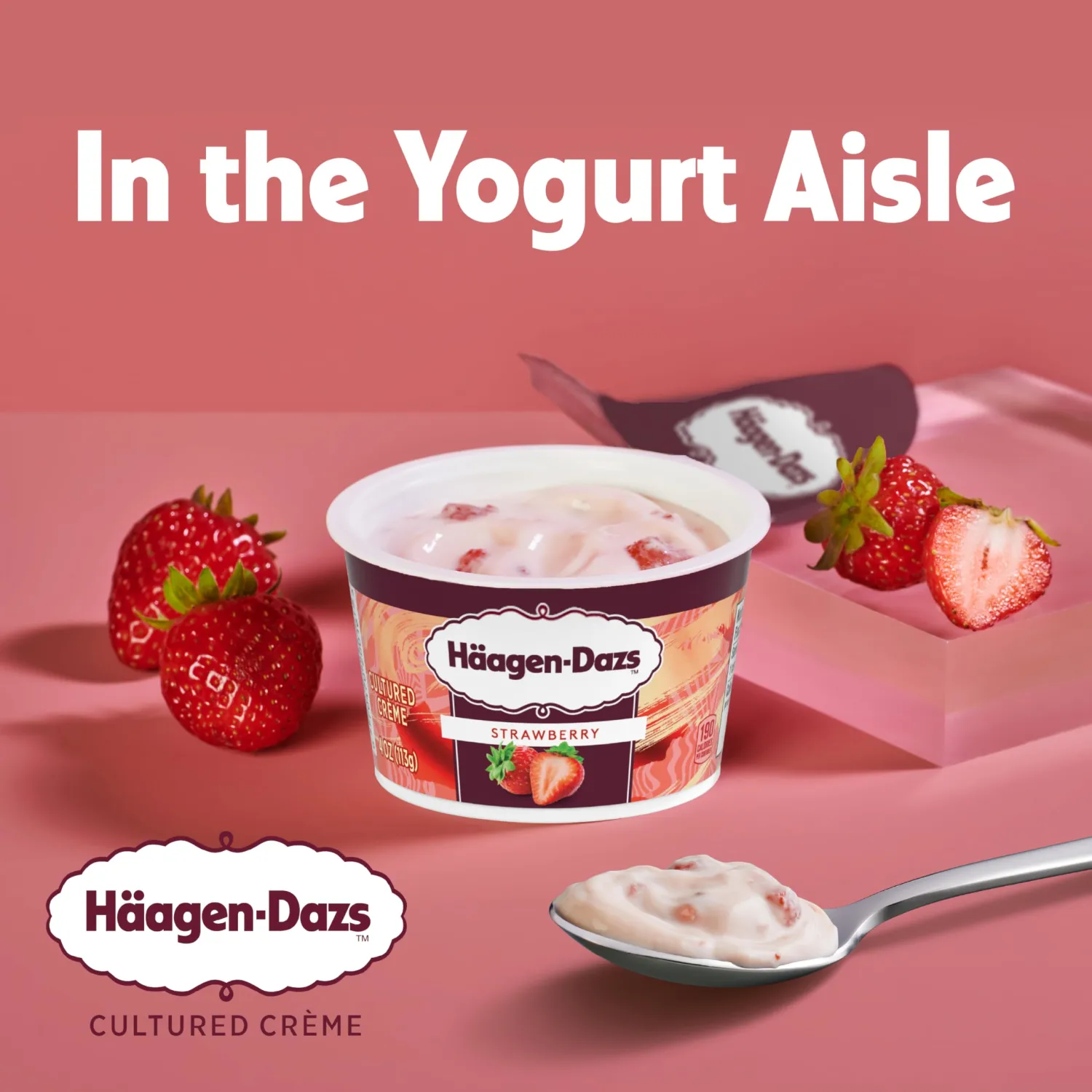 Haagen Dazs Cultured Cream Yogurt Style Snack, Strawberry, 4 oz Cup
