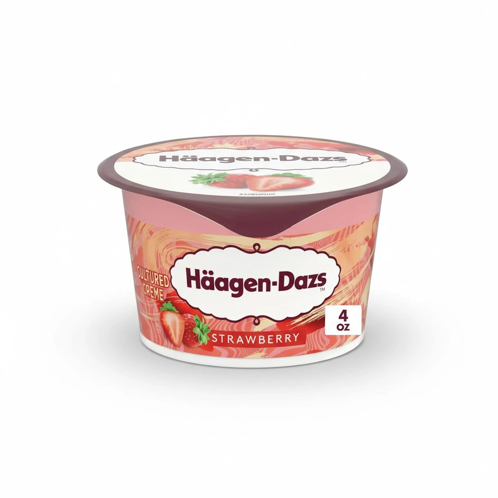 Haagen Dazs Cultured Cream Yogurt Style Snack, Strawberry, 4 oz Cup