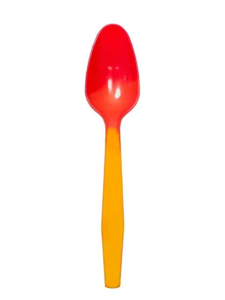 Color Changing Reusable Spoons, Pack of 25 ORANGE TO RED, reacts to cold food temperatures and changes color -yogurt, ice cream, gelato, cold drinks - PACKED IN USA