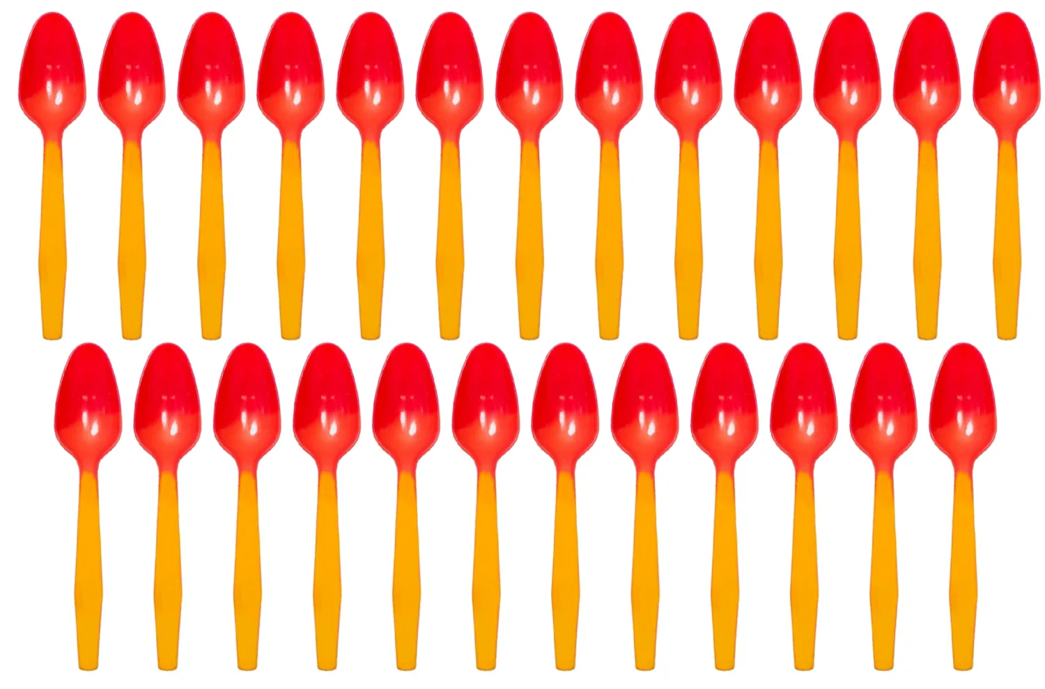 Color Changing Reusable Spoons, Pack of 25 ORANGE TO RED, reacts to cold food temperatures and changes color -yogurt, ice cream, gelato, cold drinks - PACKED IN USA