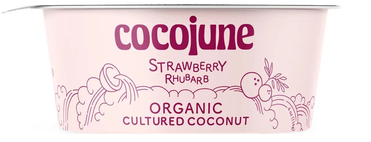 Cocojune Organic Strawberry & Rhubarb, Pink, 4 Ounce (Pack of 1)