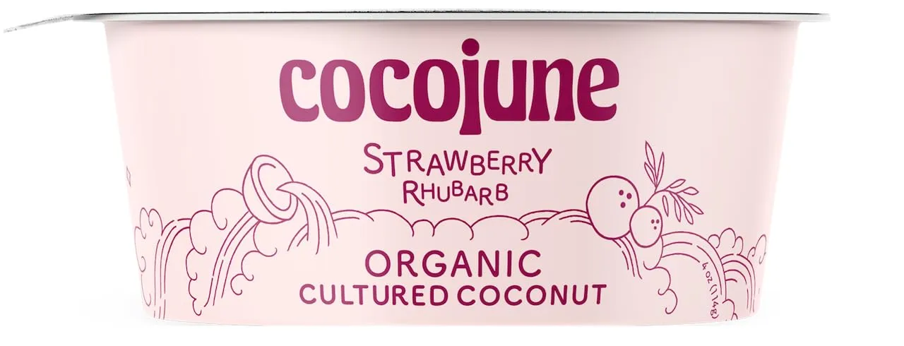 Cocojune Organic Strawberry & Rhubarb, Pink, 4 Ounce (Pack of 1)