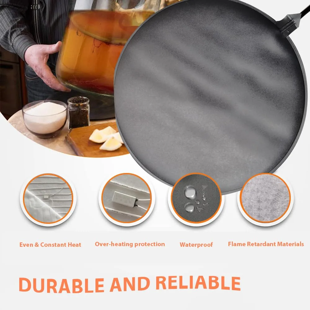 Brewing Fermentation Heat Pad Sourdough Proofing Heat Mat Waterproof for Home Beer Brewing Kombucha Yogurt Kefir Fermentation Sourdough Bread Proofing (Without Controller, 2 Pack)